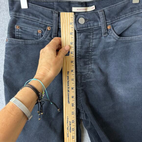 Levi’s Wedgie Straight Corduroy Pants Women’s 28 Blue Button Fly Casual Mom Boho - Picture 7 of 10